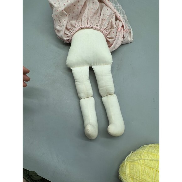 Handcrafted Vintage Rag Doll Pink Floral Dress & Bonnet Lace Trim & Ribbon READ - Picture 12 of 16